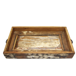 Taca Skrzynka z uchwytami ze starego drewna L 52x29cm